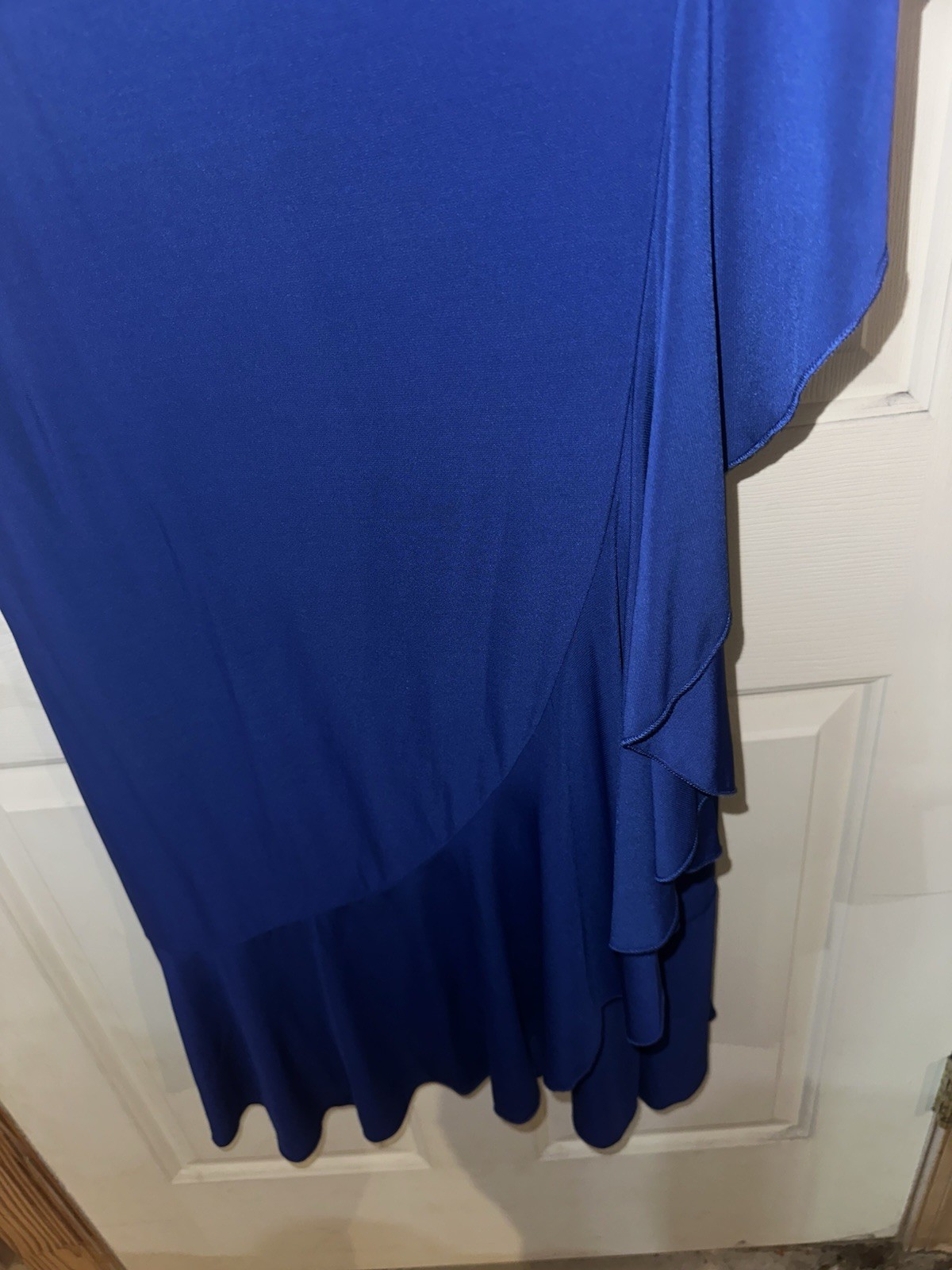 Kiyonna 4X Maritime Maxi Dress True Wrap Blue Stretch NWT