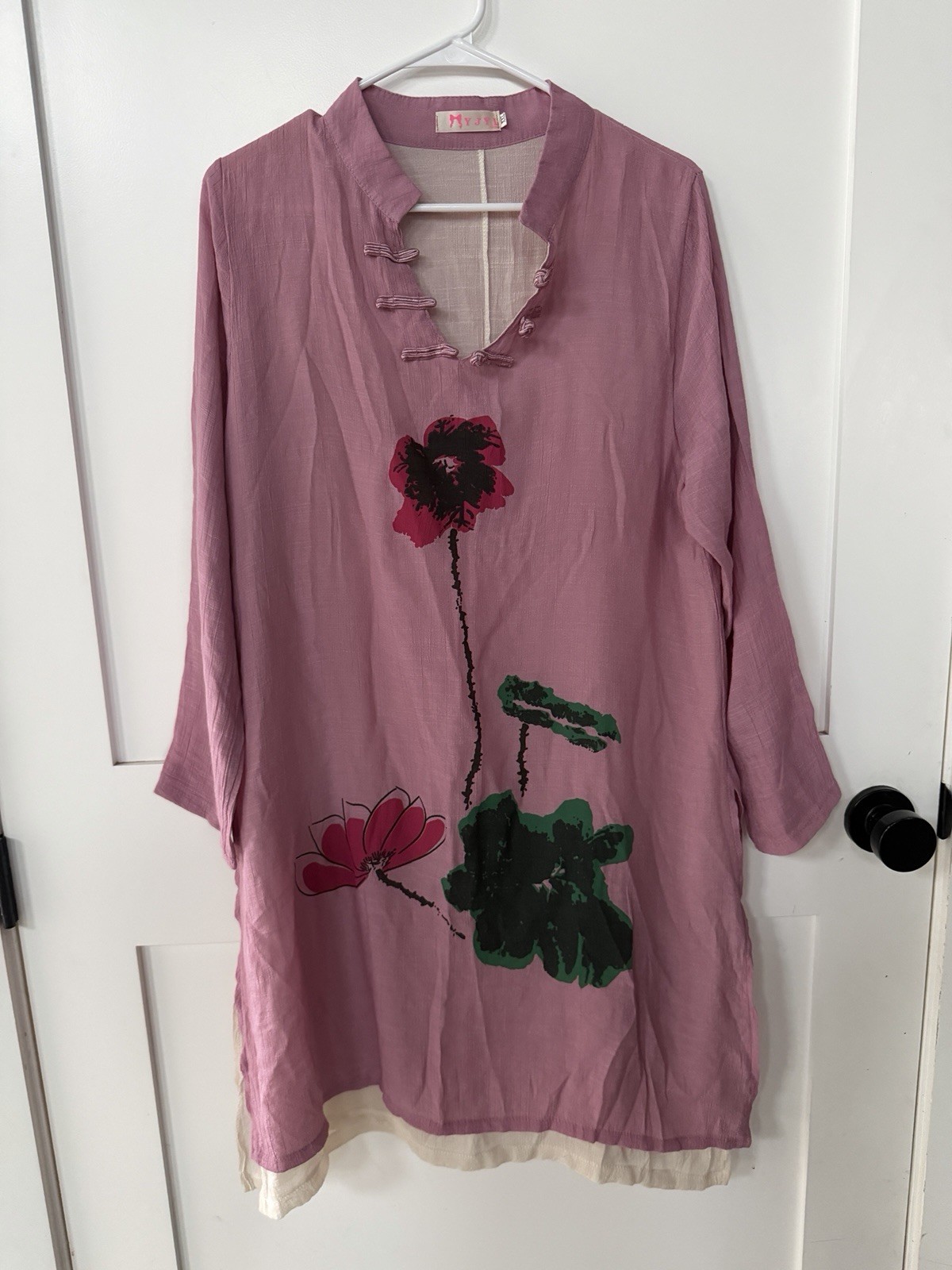 YJYL PINK Watercolor Dress Tunic XXL 16 Boutique Linen