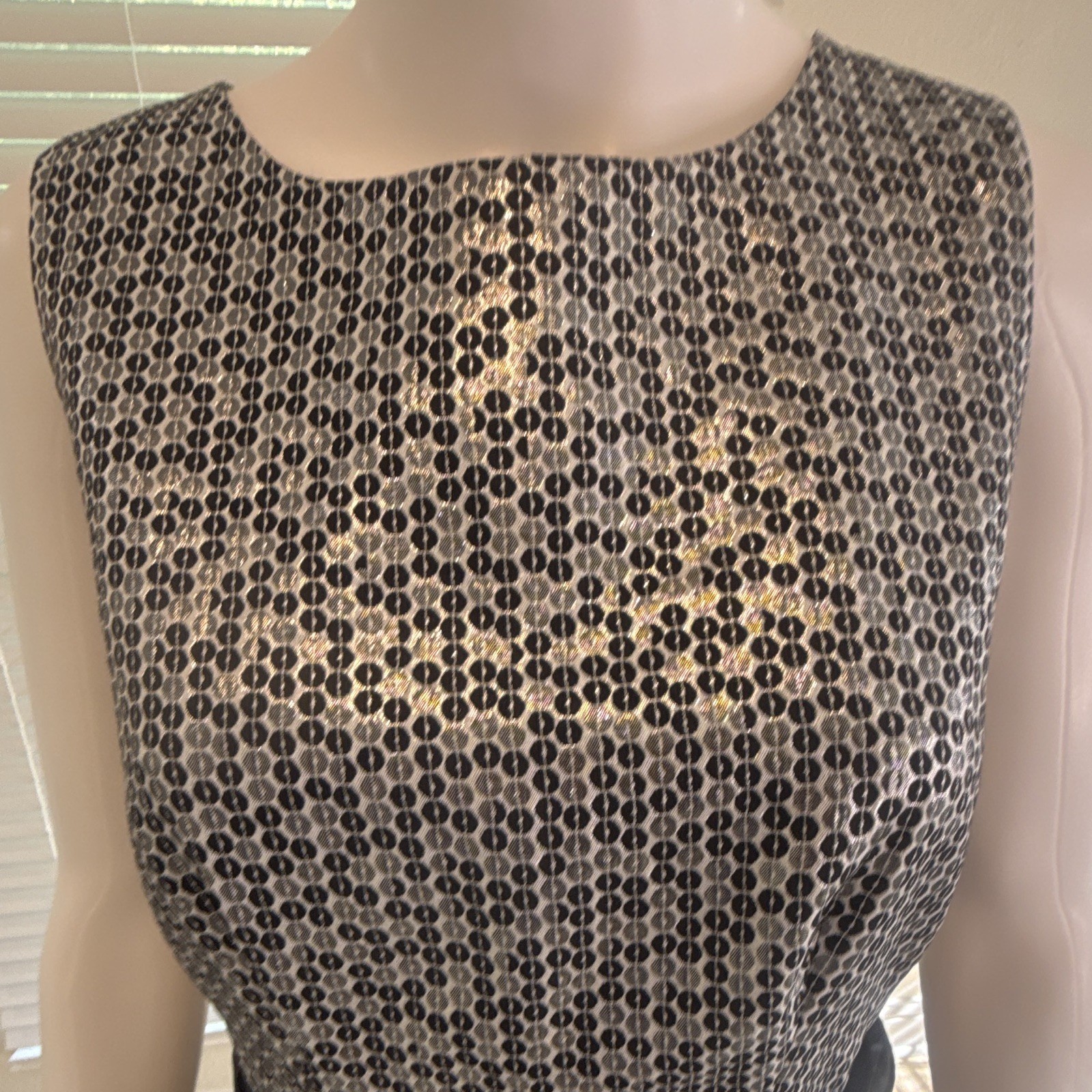 Alexia Admor Black Silver Geometric Jacquard Fit & Flare Pocket Cocktail Size M