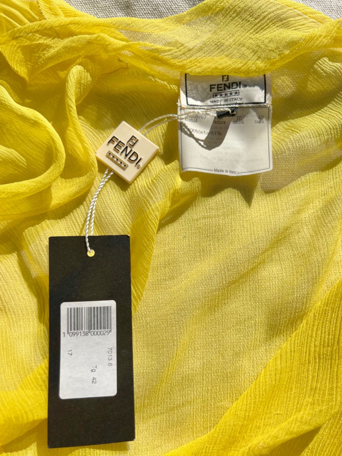 Fendi Spring/Summer 2000 Yellow Ruffle Silk Dress Duster Coverup – IT 42