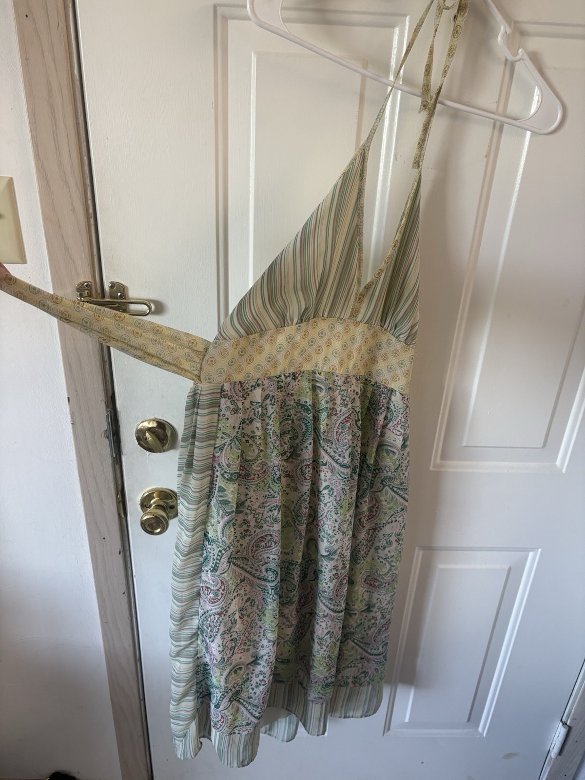 90s VTG B. Moss Paisley Halter Tie Knee Length Pleated Dress Size 6