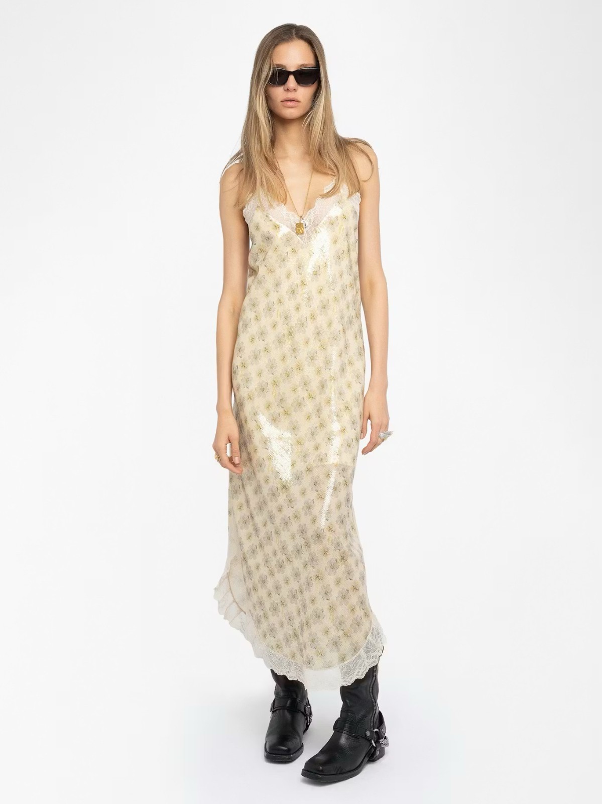 AUTHENTIC Zadig&Voltaire Women Sequined Lace V-Neck Backless Halter Dress XS-L