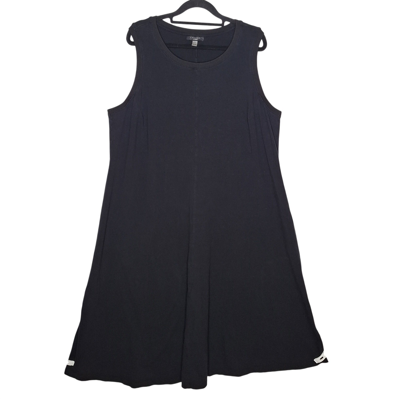 T Tahari Woman Sleeveless Swing Midi Dress 2X Trapeze Stretch Cotton Crewneck