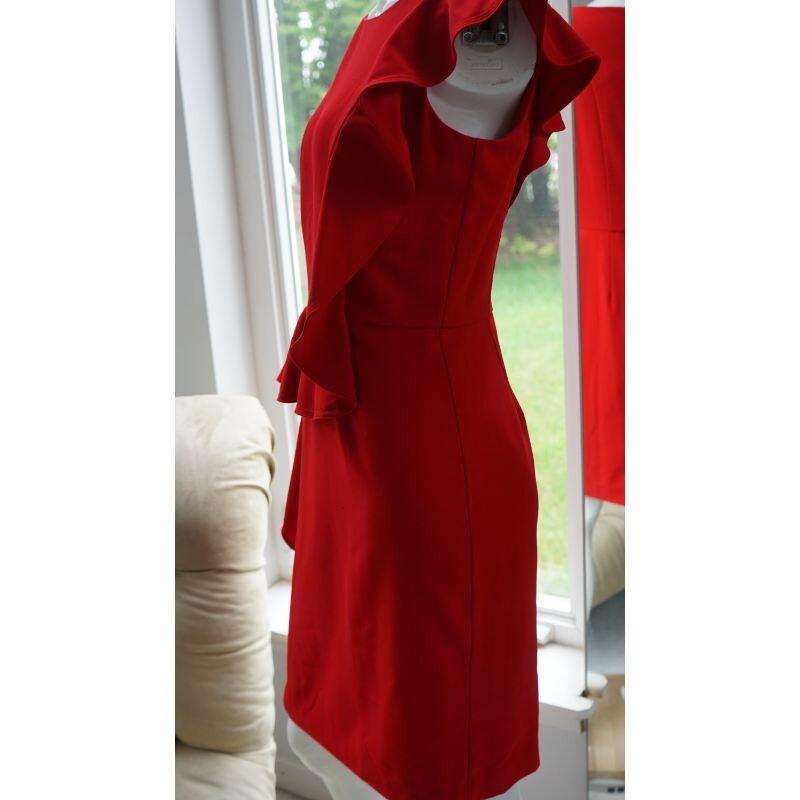 Calvin Klein Ruffeled Fitted Red Power Dress Size 4