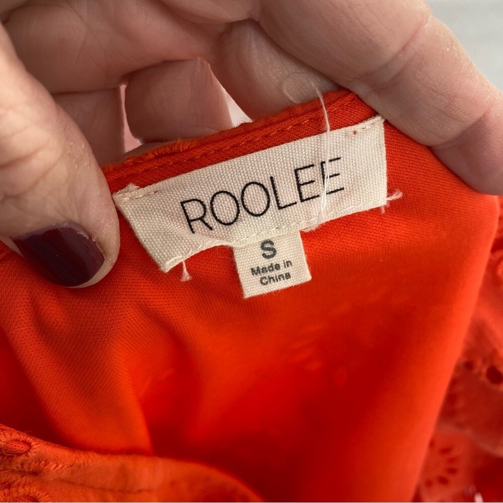 Roolee Eyelet Midi Dress Orange Small