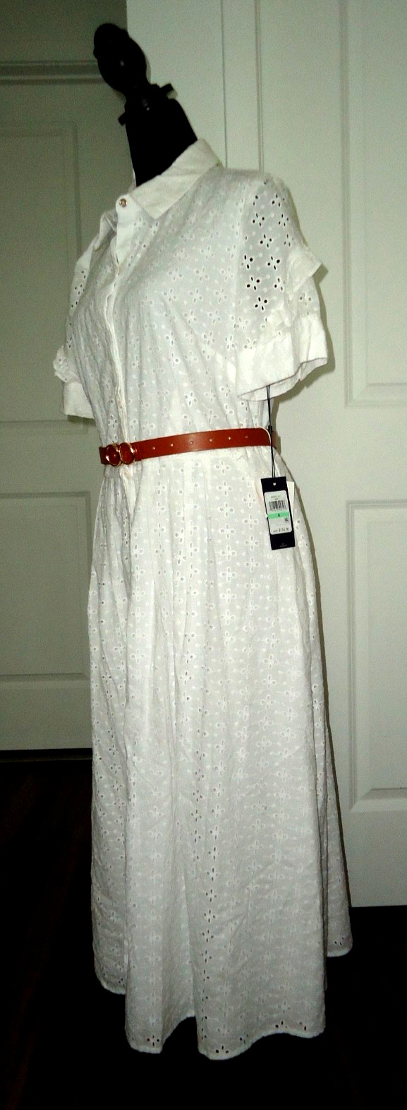 NWT Tommy Hilfiger Women’s White Long Dresses 100% Cotton Lining Size-8
