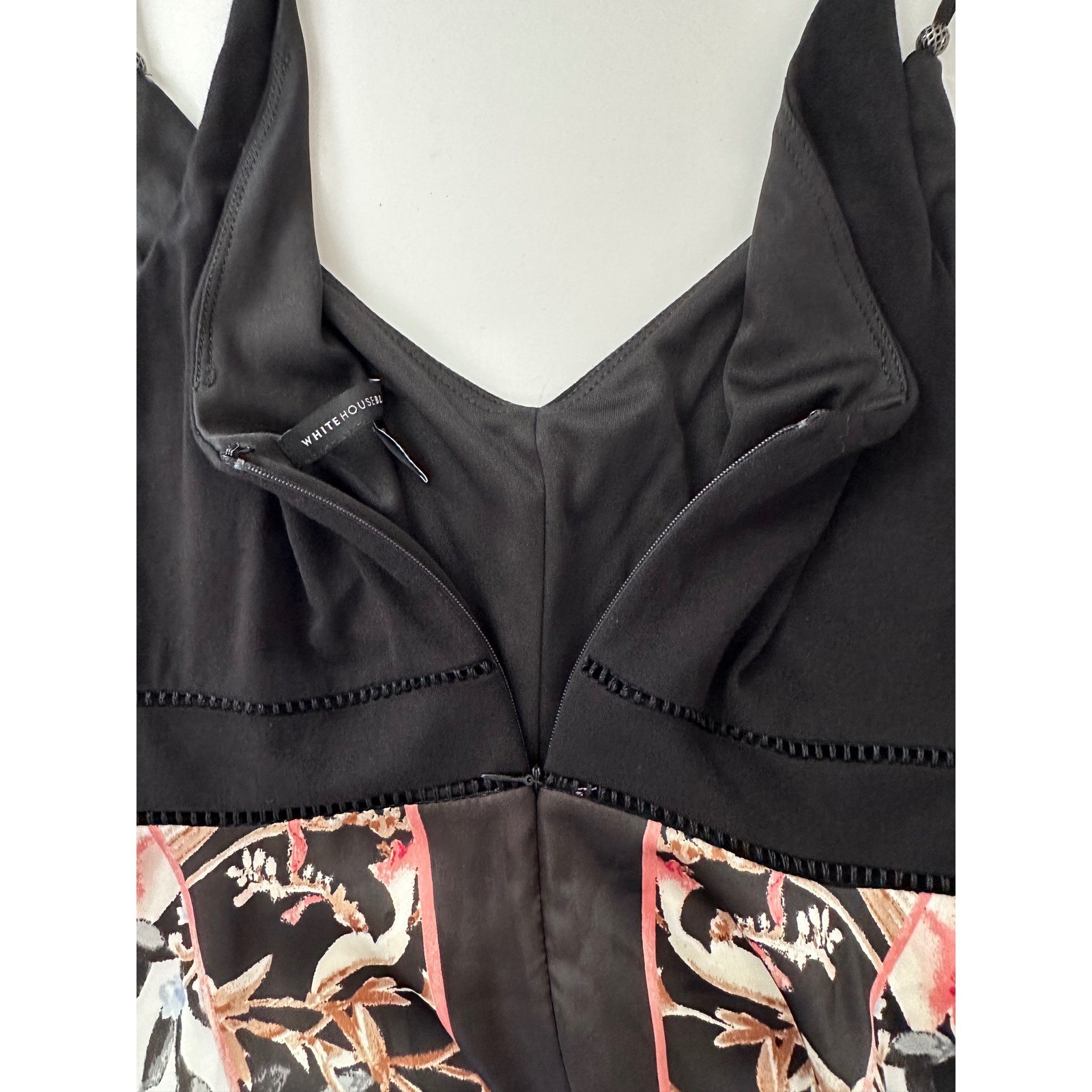 White House Black Market Floral Handkerchief Midi Dress Black Pink 2P Petite