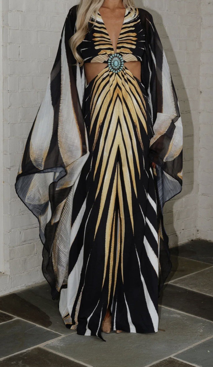 GORGEOUS These Three Boutique Size L Rome Maxi Dress Butterfly Blithe NWT FLOWY!