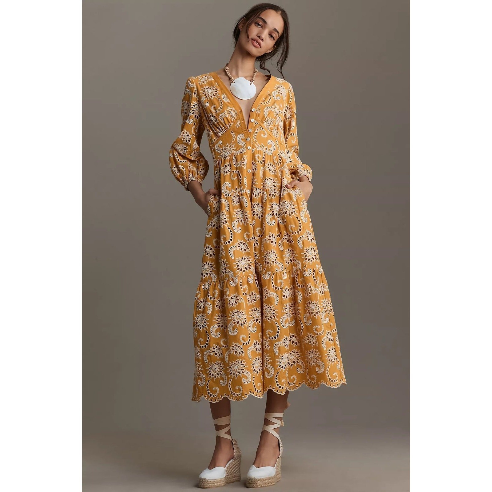 NWT❤️Anthro Shoshanna Sicily Eyelet Maxi Dress sz12