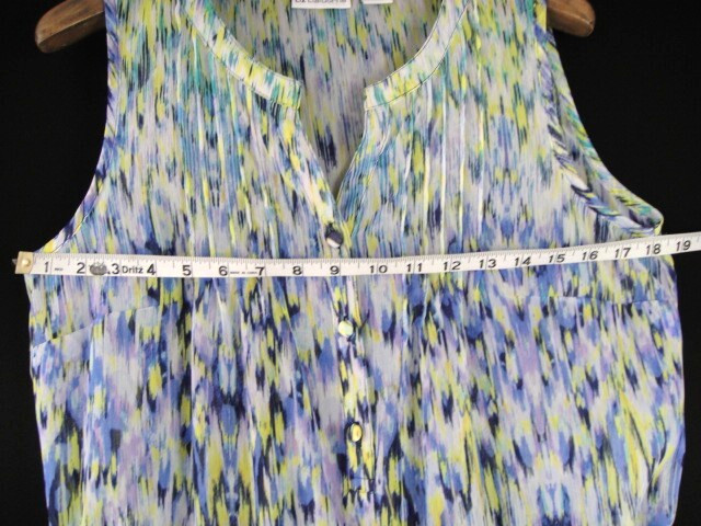 Liz Claiborne Size S Semi Sheer Colorful Sleeveless Draw String Waist Dress