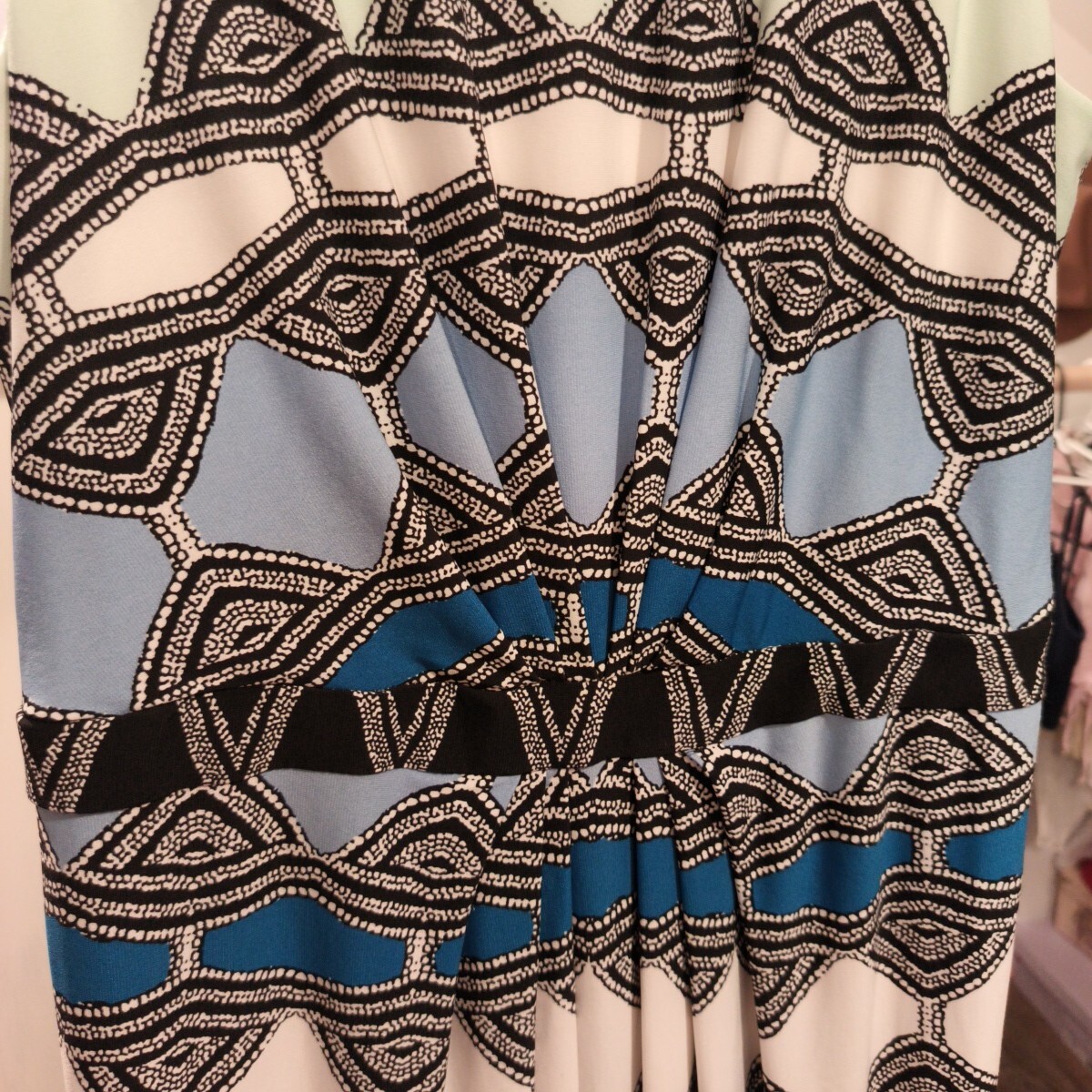 Donna Morgan Dress Size 6 Geometric Sleeveless Tank-Top Design Blue Multicolor
