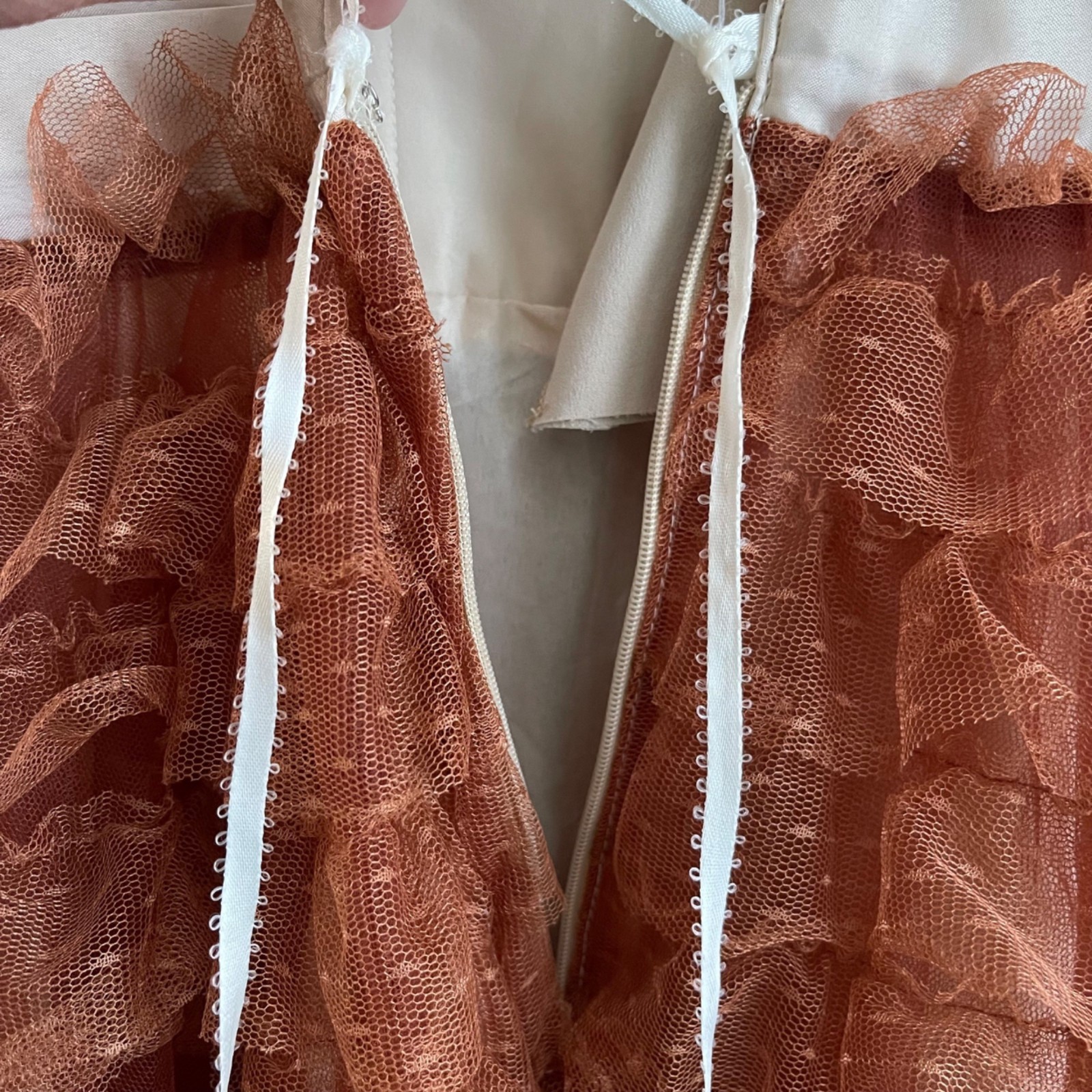 Unique Vintage Corset Ruffle Tulle Party Dress Size S/4 Fairy Coquette Hoco Prom