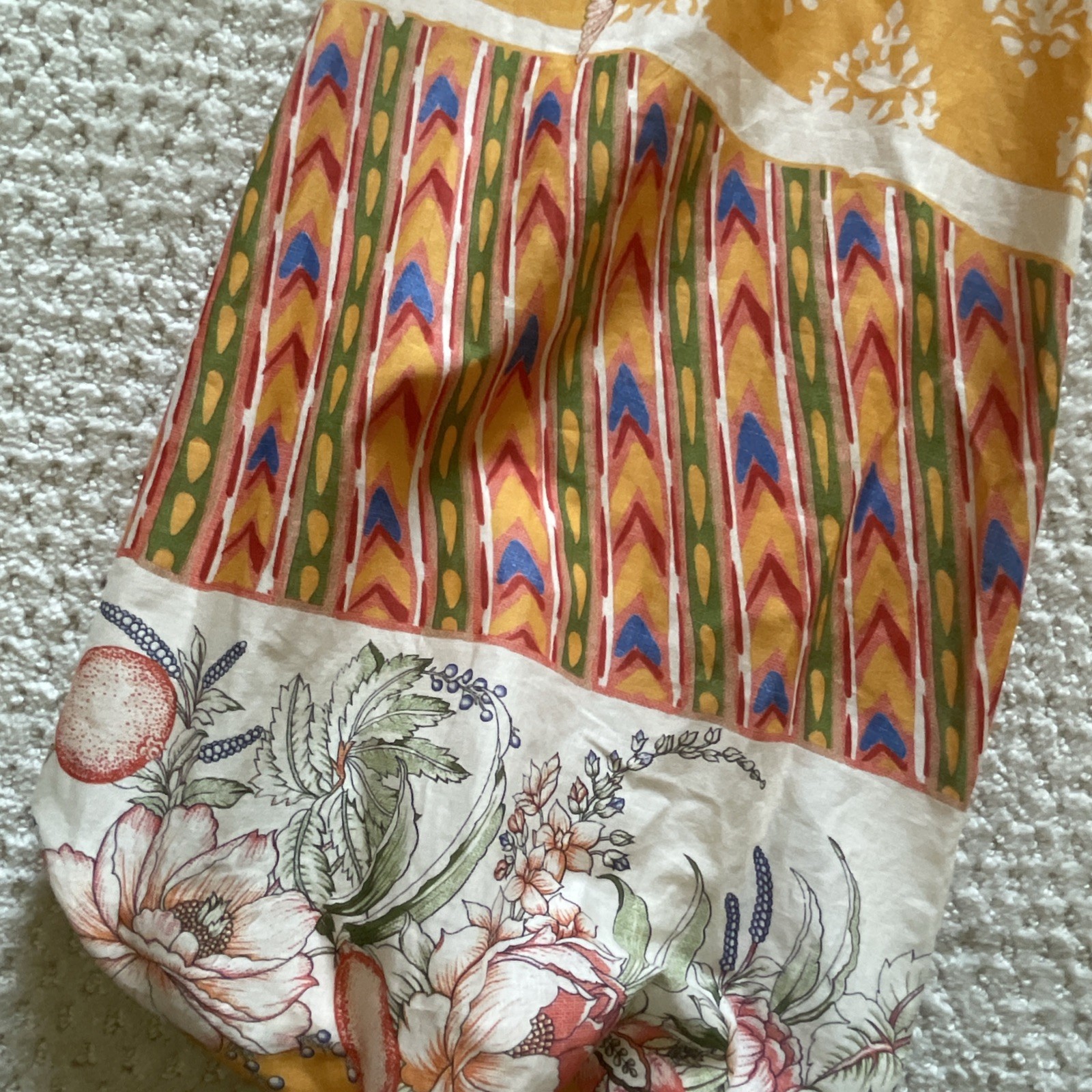 A Loves A Border Print Mandarin Collar Maxi Dress Sz XS Boho Hummingbird Bird
