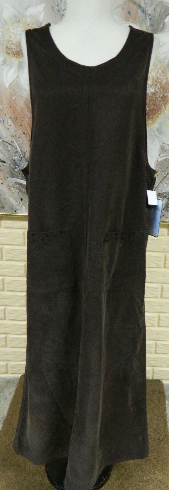 NWT ELEGANT HSZ STUDIO SZ LARGE / LYOCELL CHOCOLATE LIGHTLY RIBBED JUMPER DRESSS