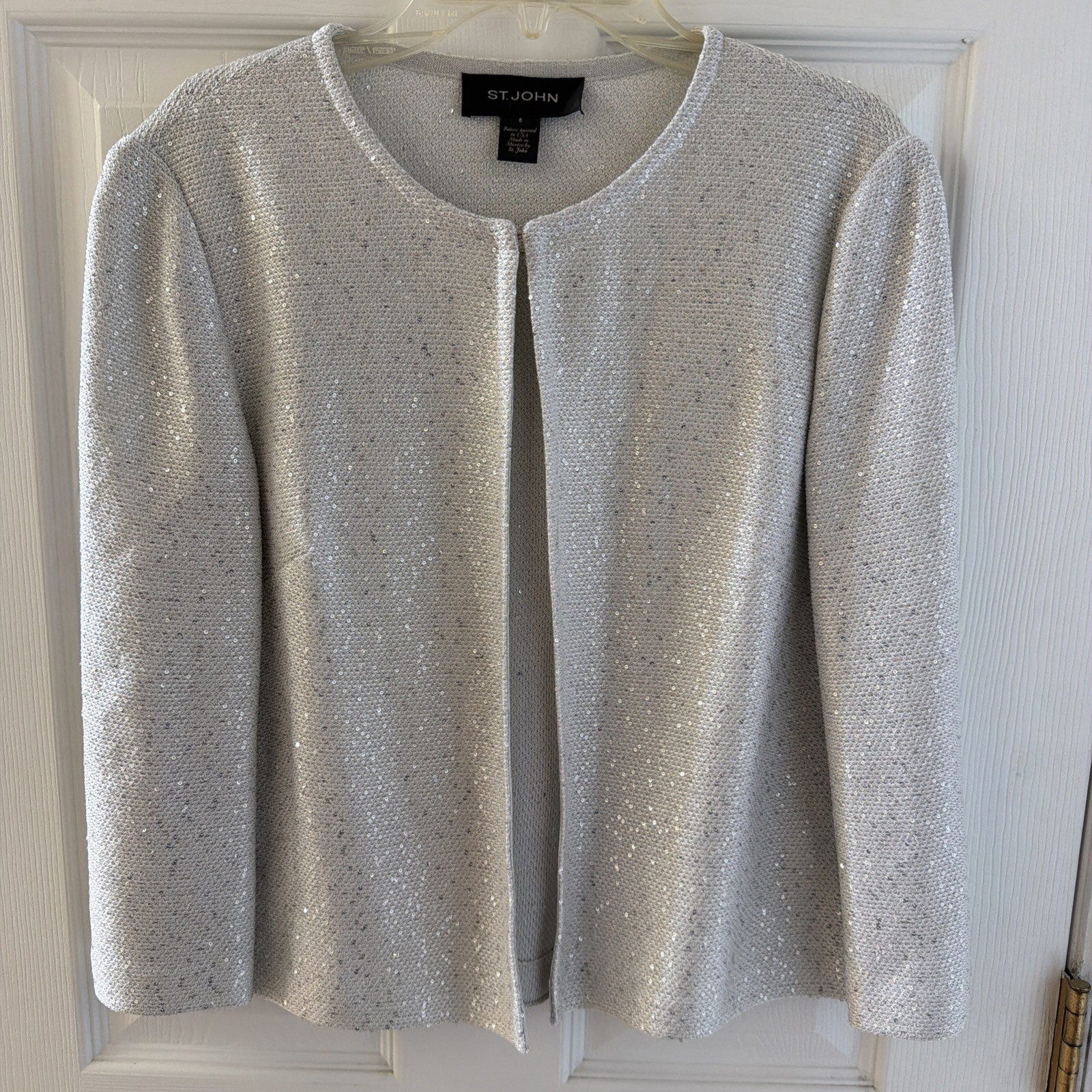 St. John Knits “Evening” Jacket Silver Sequins Size 6