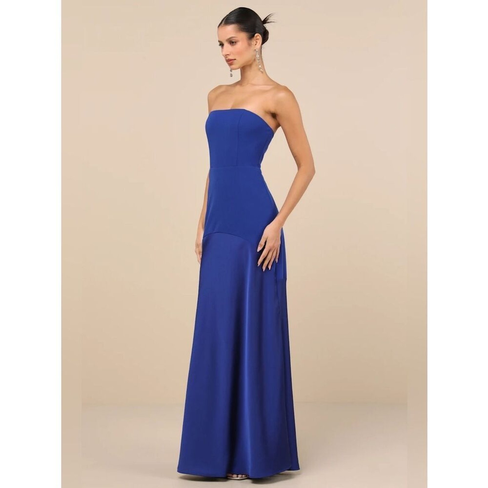 Lulus Compelling Style Royal Blue Strapless A-Line Maxi Dress Size XL NWT