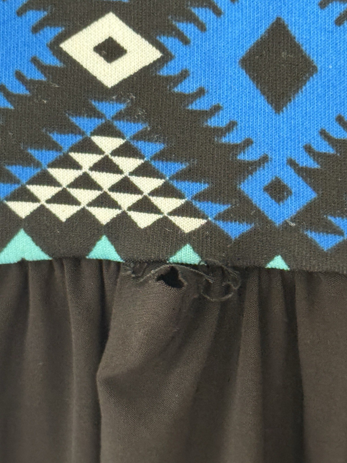 Tbags Los Angeles Aztec Halter Maxi Dress Open Back Size M Black & Blue