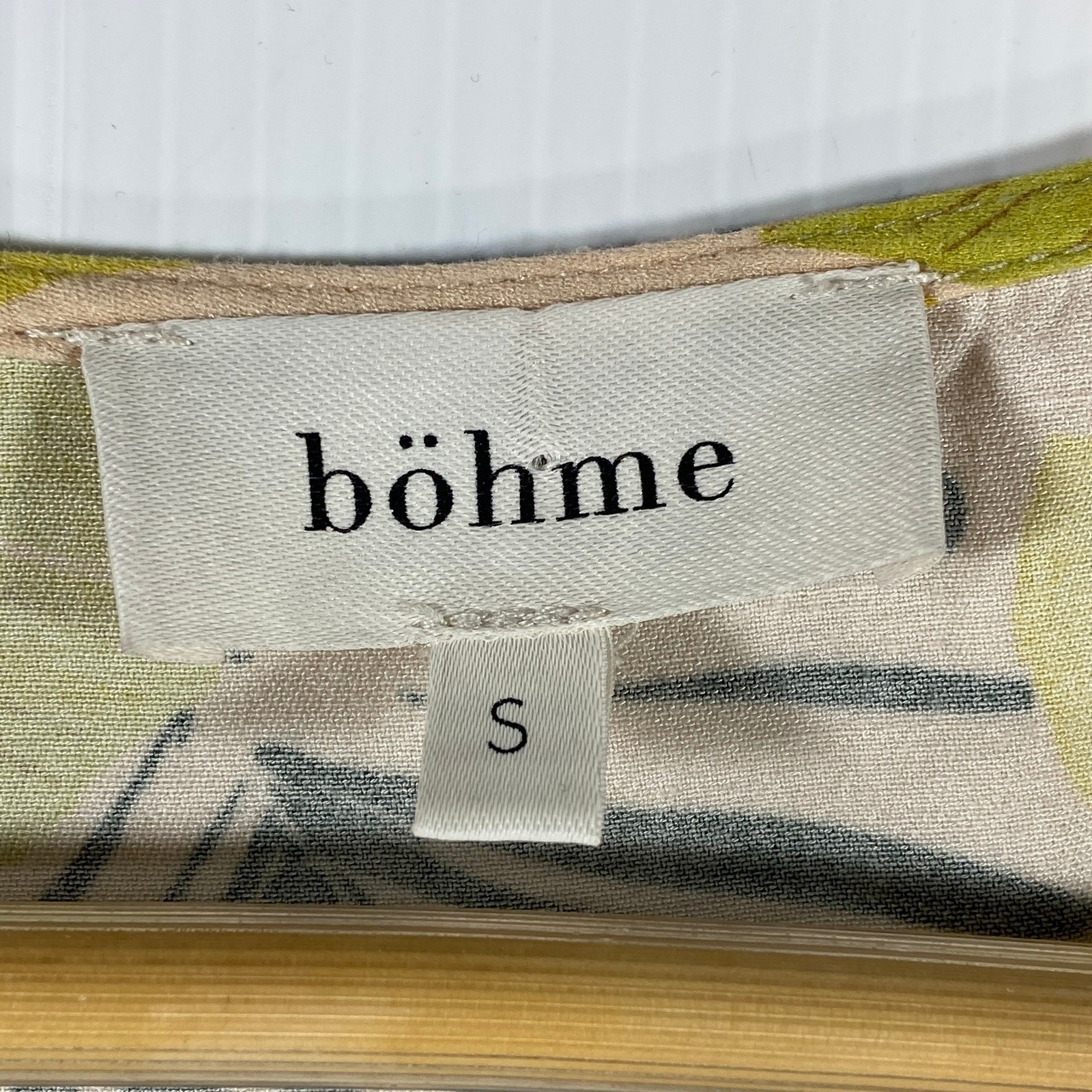 Bohme Shauna Tropical Mini Wrap Dress Apricot Green Yellow Womens Small
