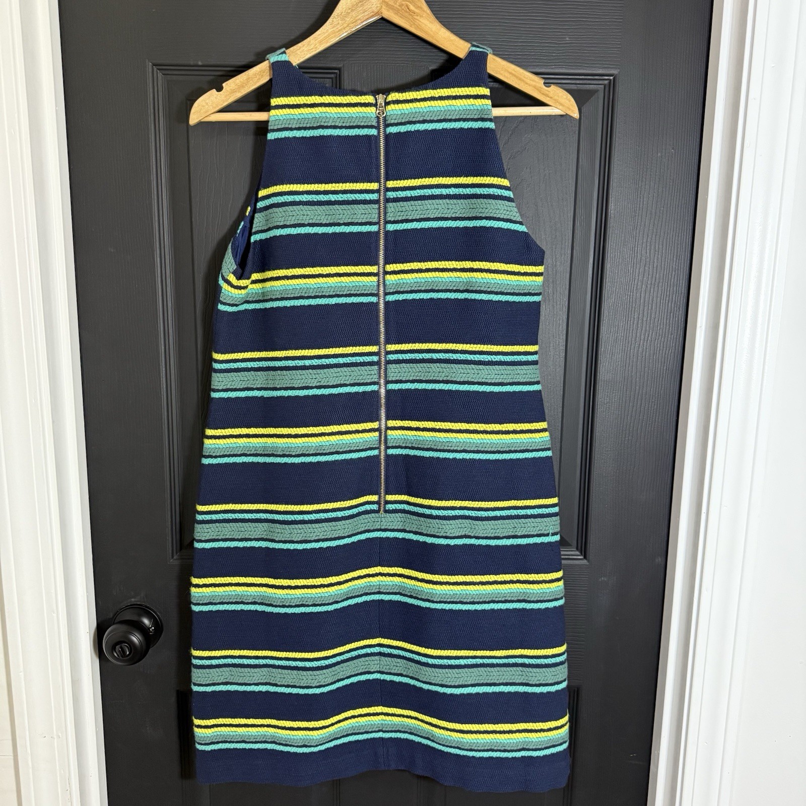 Vineyard Vines Blue, Yellow & Green Striped Shift Dress, Size 4 New Preppy