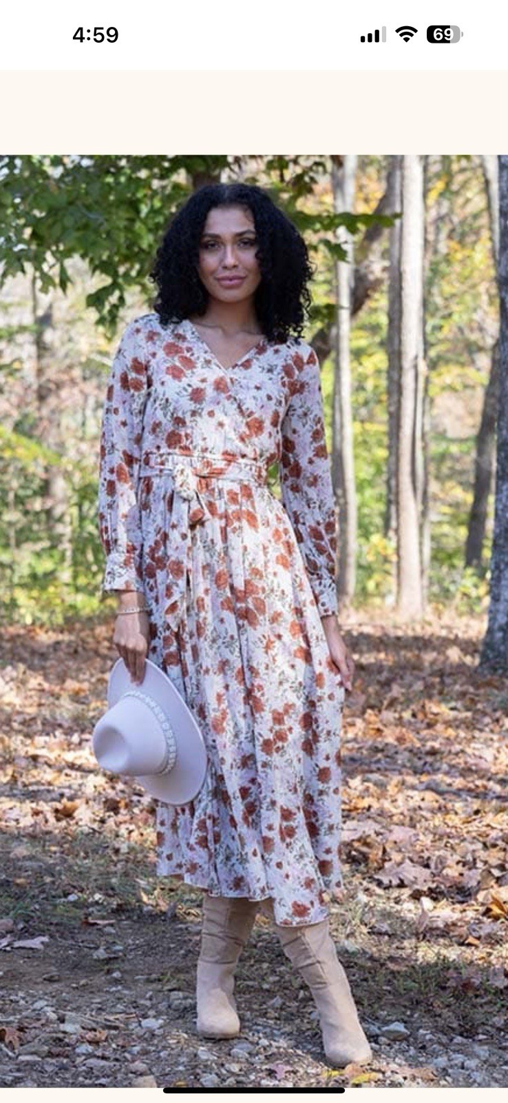 NWOT Indigo Soul Rust Floral Lined Long Sleeve Dress Women’s 2XL