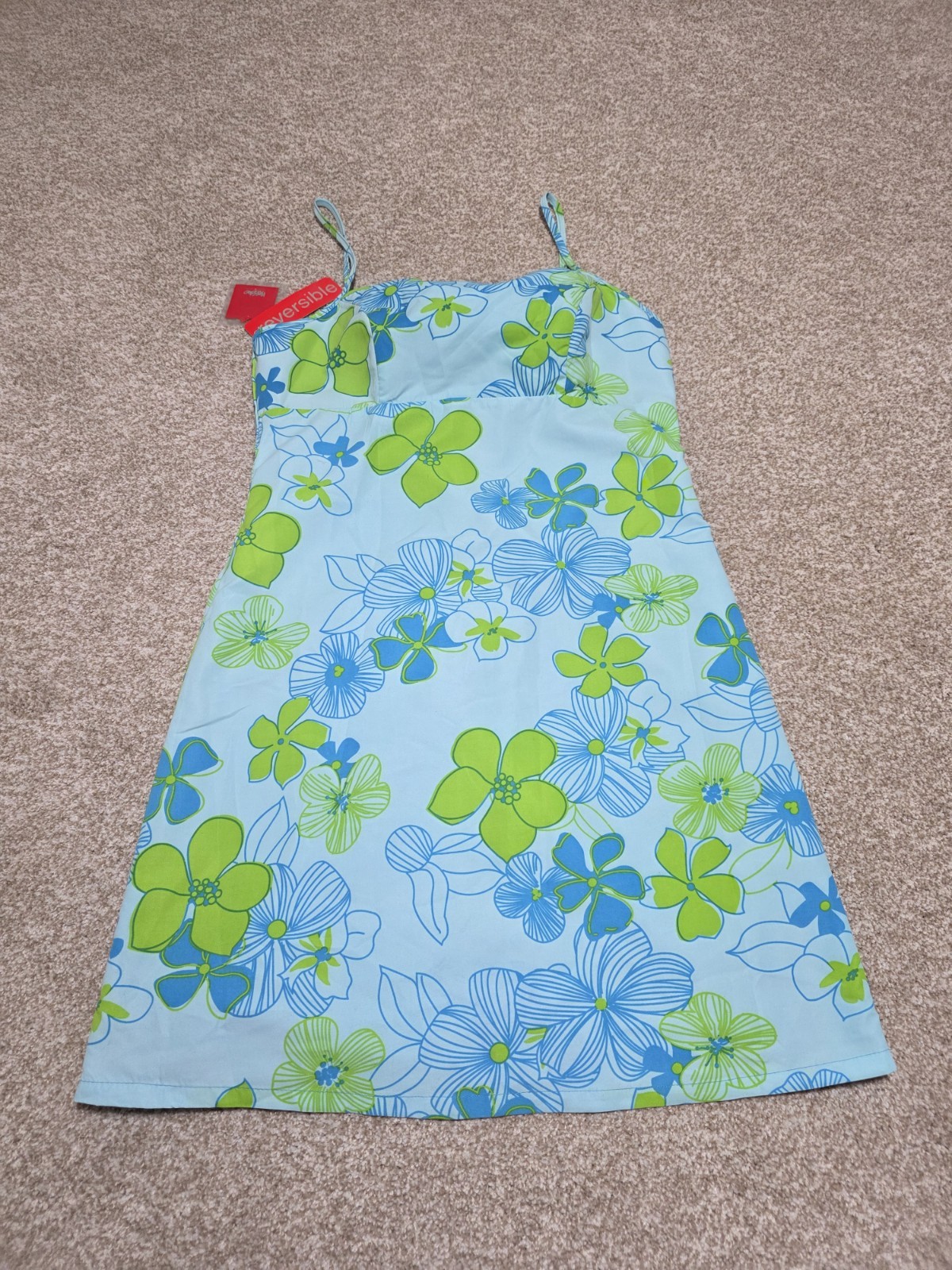 Mossimo Reversible Women’s Blue Green Floral Midi Dress Size Medium