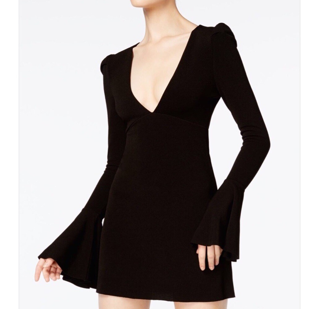 Free People Talk About It Little Black Dress 70’s Vintage Glam Boho Romantic