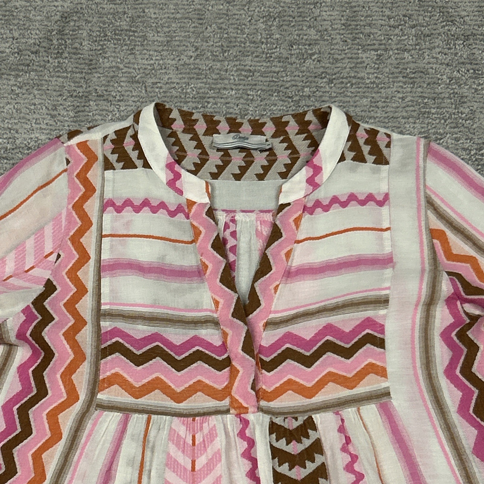 Devotion Twins Ella Dress Womens Small Pink Orange Brown Tiered Oversized Boho