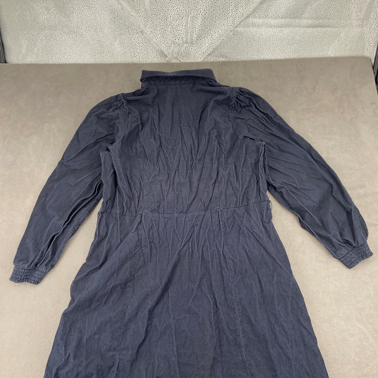 Boden Navy Blue Corduroy Maxi Shirt Dress Long Sleeve Cotton Pockets US 20-22 L