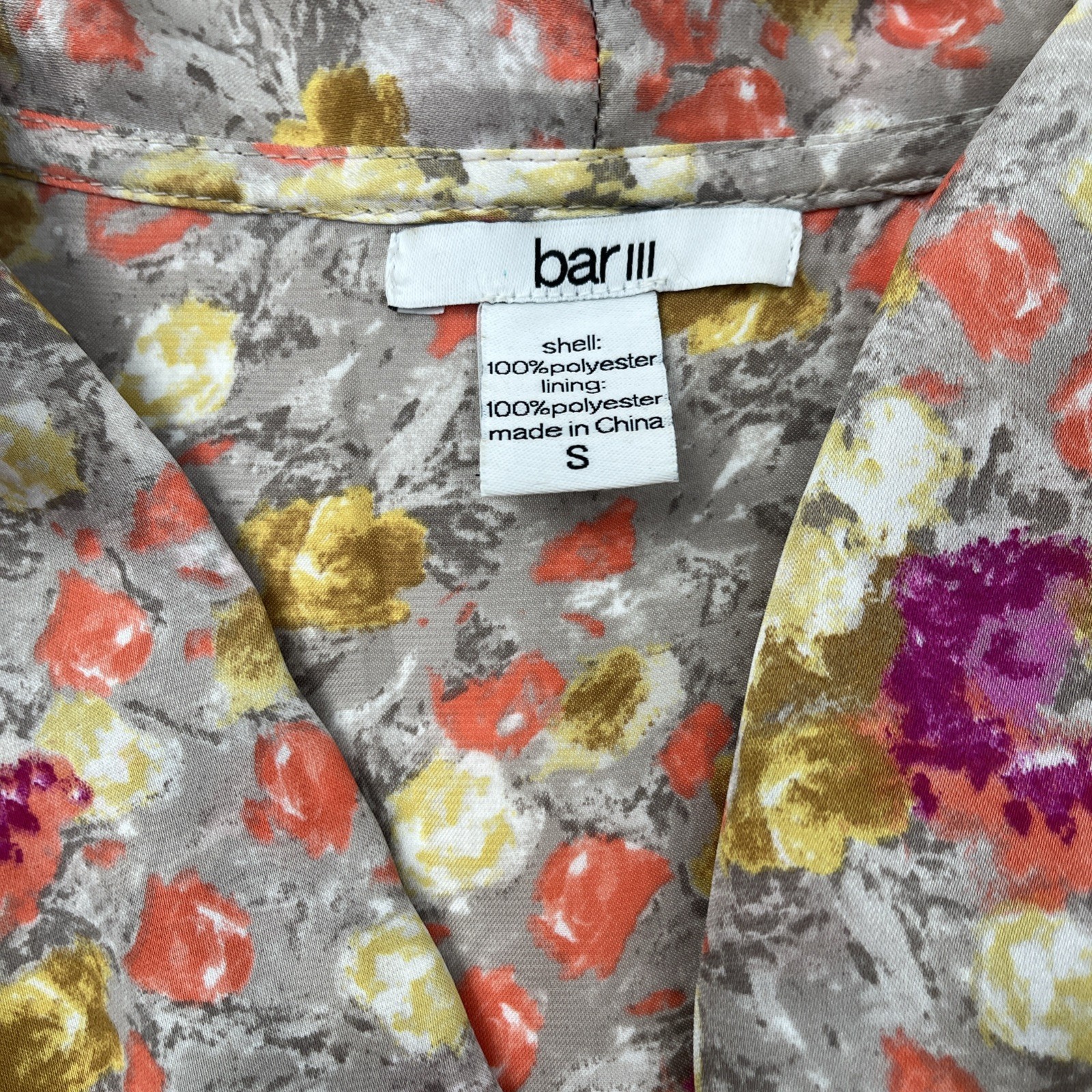 Gold & Orange Floral Mini Faux Wrap Dress Kimono Style Wedding Guest Garden Sz S