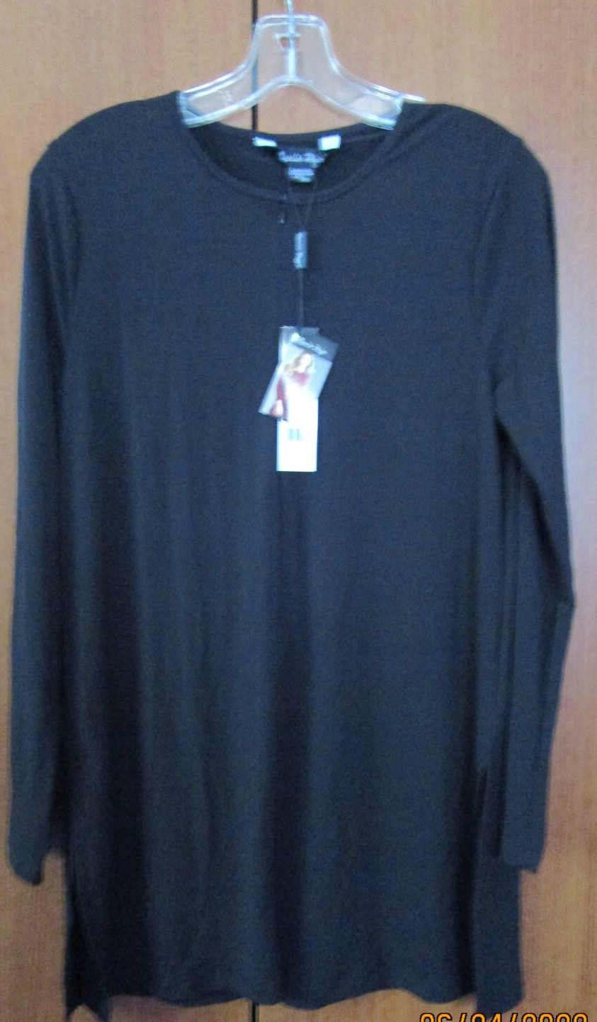 New Charlie Paige Black Tunic Dress Sz S / M Poly Spandex Bust 37 Length 32 in