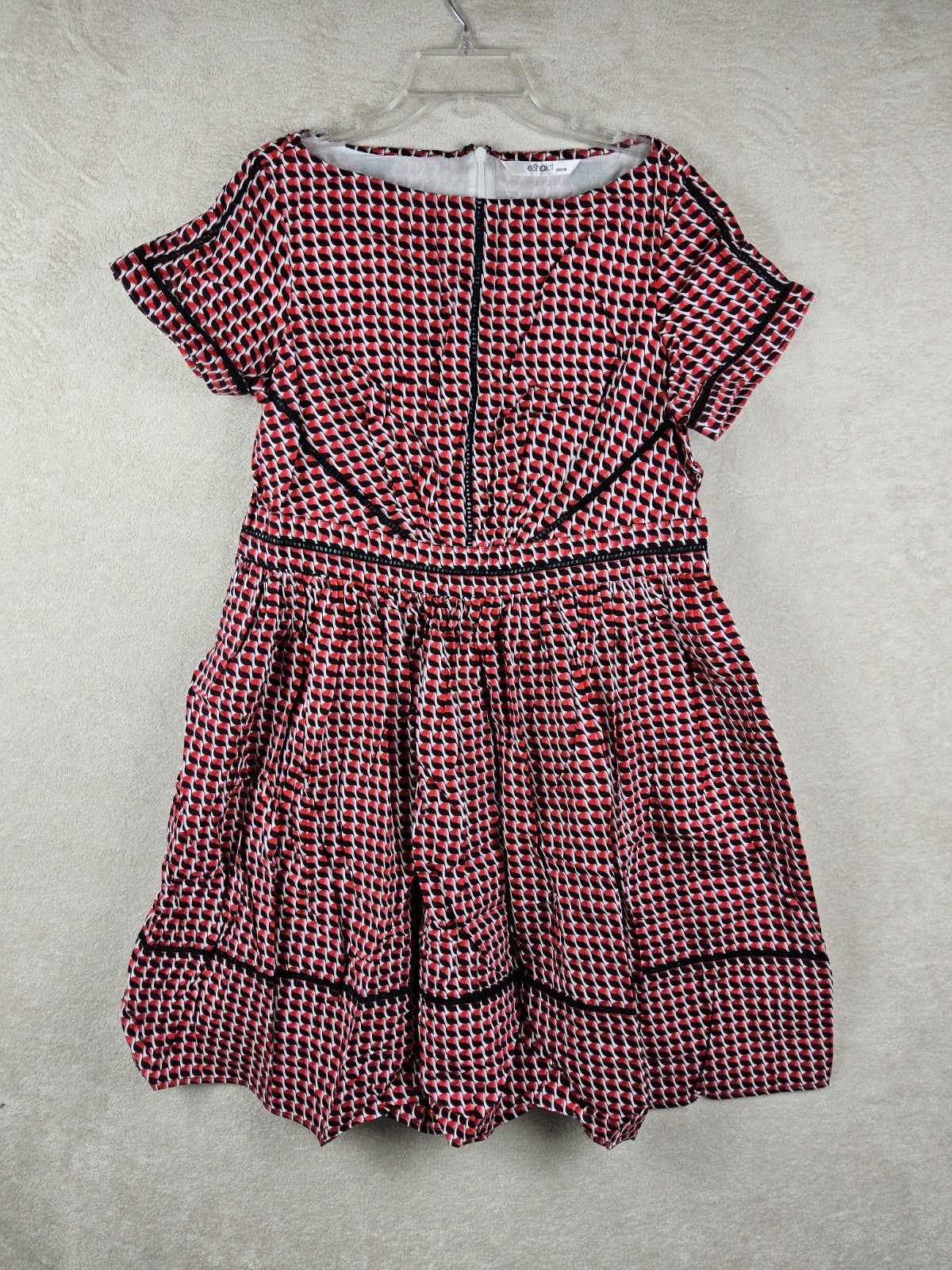 eShakti Custom Women’s Short Sleeve Fit Flare Dress Size L