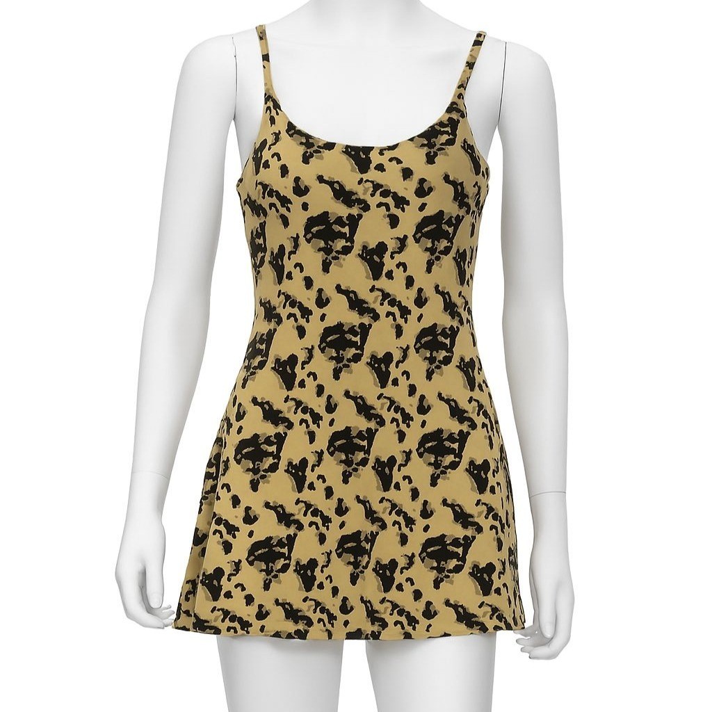 Leopard Print Athletic Mini Dress Built In Shorts Tennis Golf Activewear Small
