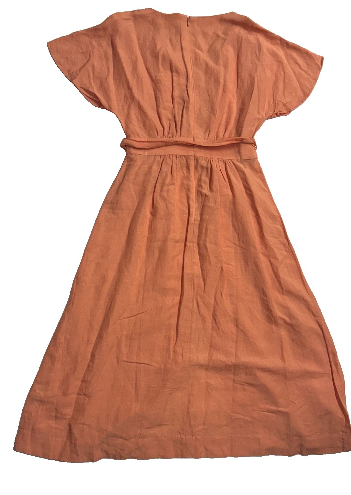 Madewell Linen Blend Dolman Sleeve Tie Waist Utility Midi Dress Tulip Size 4