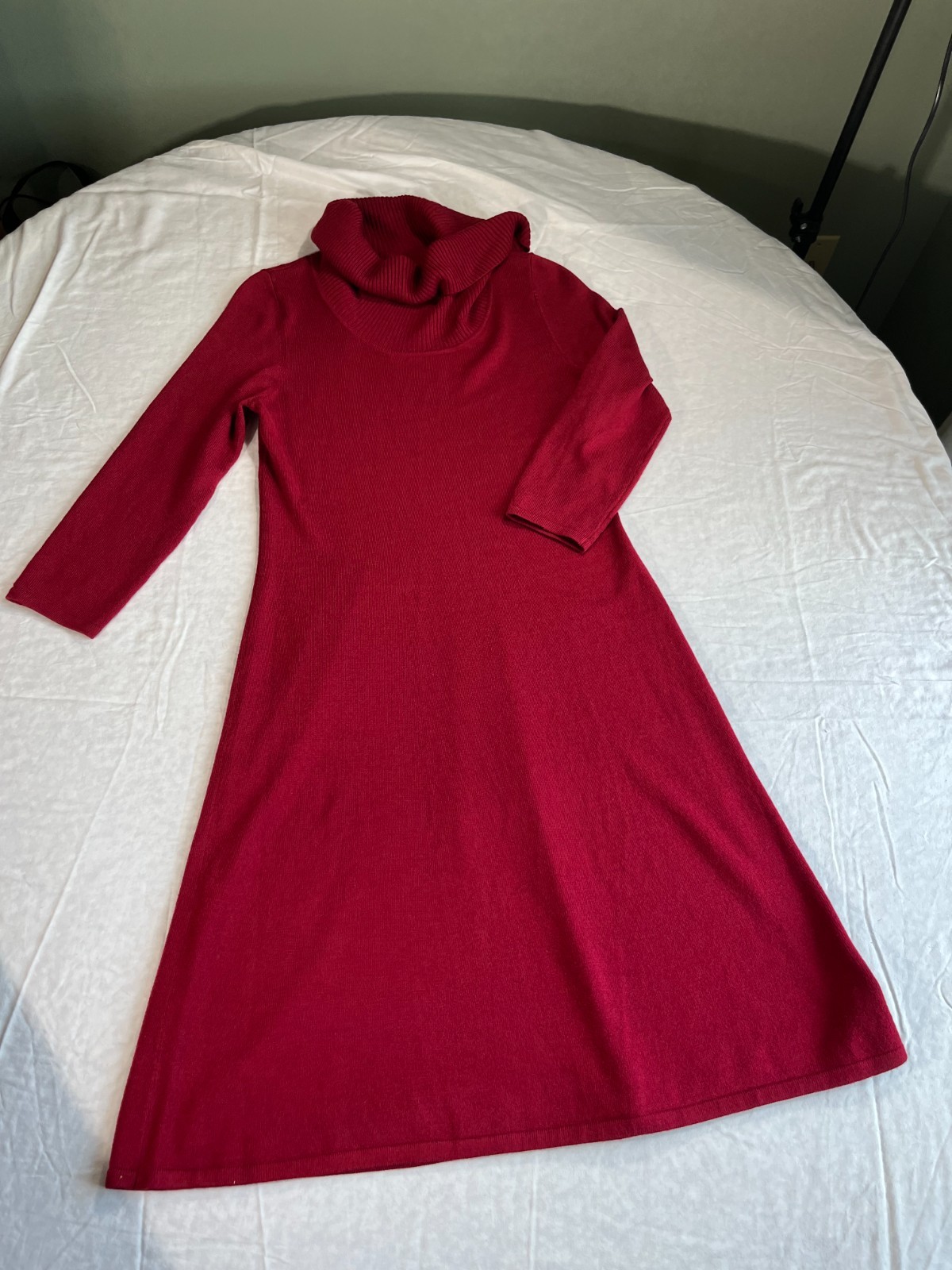 Black Label Evan-Picone Red Sweater Dress XS Cowl Neck Cozy Knit Fall Winter