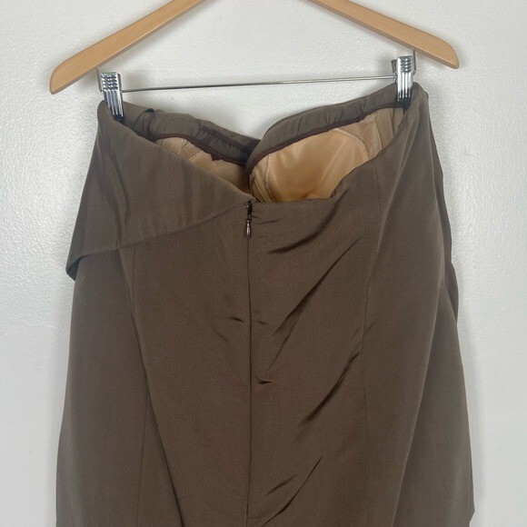 Carolina Herrera Strapless Silk Faille Gown Size 20 Color Brown Build Up Corset