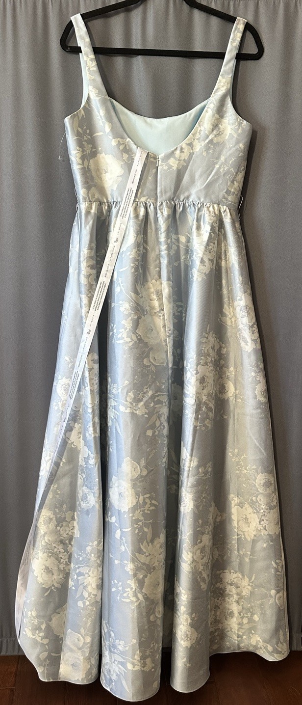 Dessy Collection Floral Satin Twill Gown,seraphina Floral,sz 16R,belted, New