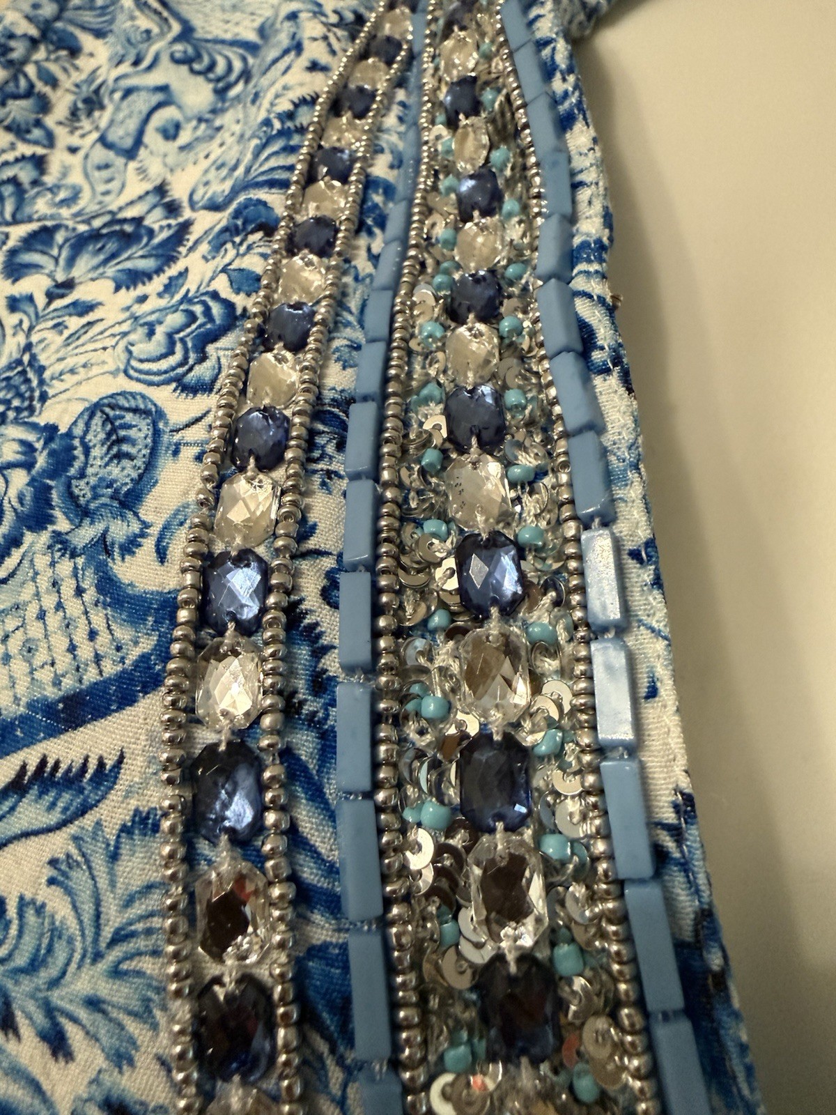 Nicoblu Shalimar Long Tunic Dress size 4 maxi Sapphire Jewel Embellishment