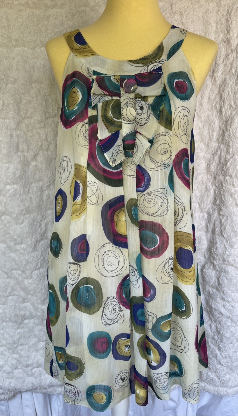 Gently loved LAPIS Dress Sheer w/lining & pockets Sz Medium Retro, Boho, summer