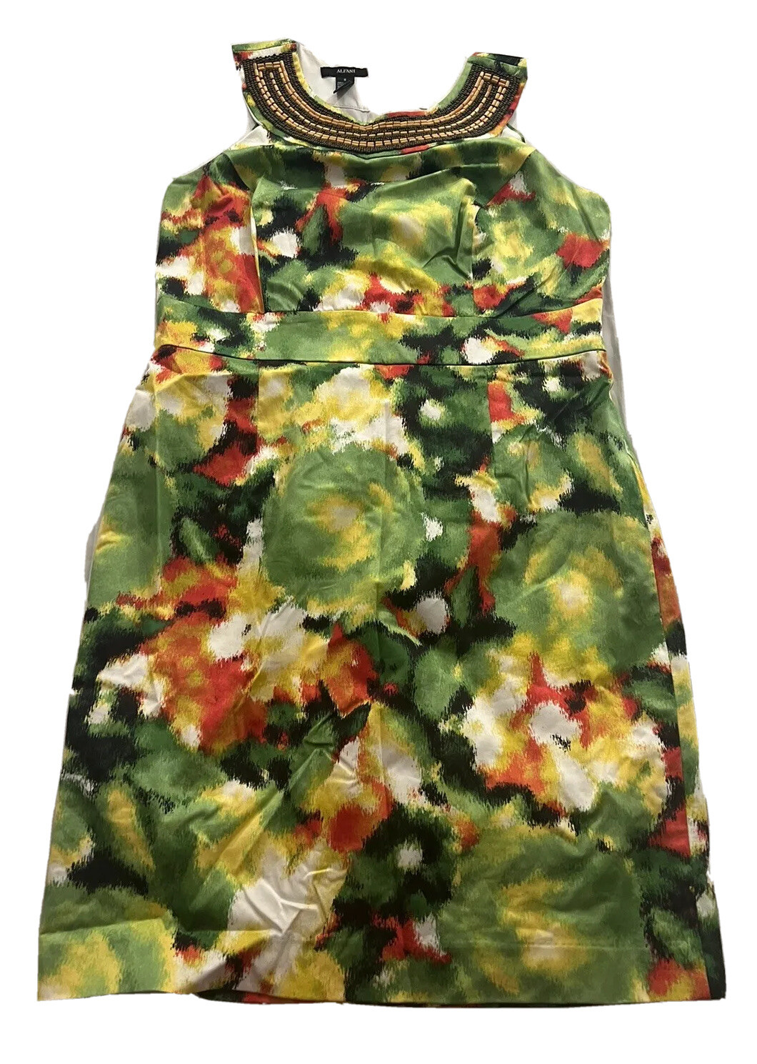 Alfani Size 8 Dress Length 37” Cotton Nylon Spandex Poly Beaded Zip #ST31