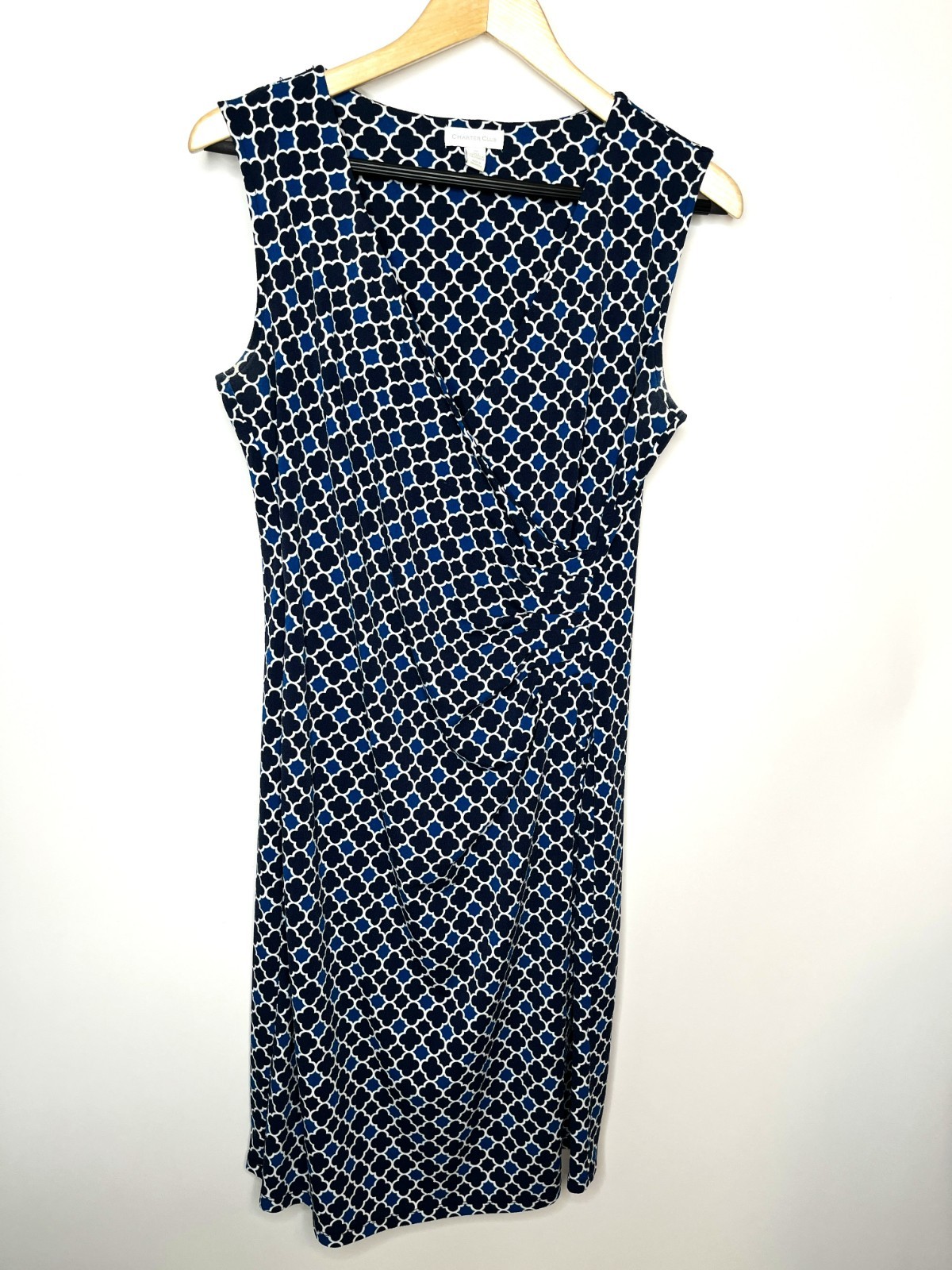 Charter Club Patterned Women’s Dress Size Medium, Ruched Waist, Sleeveless