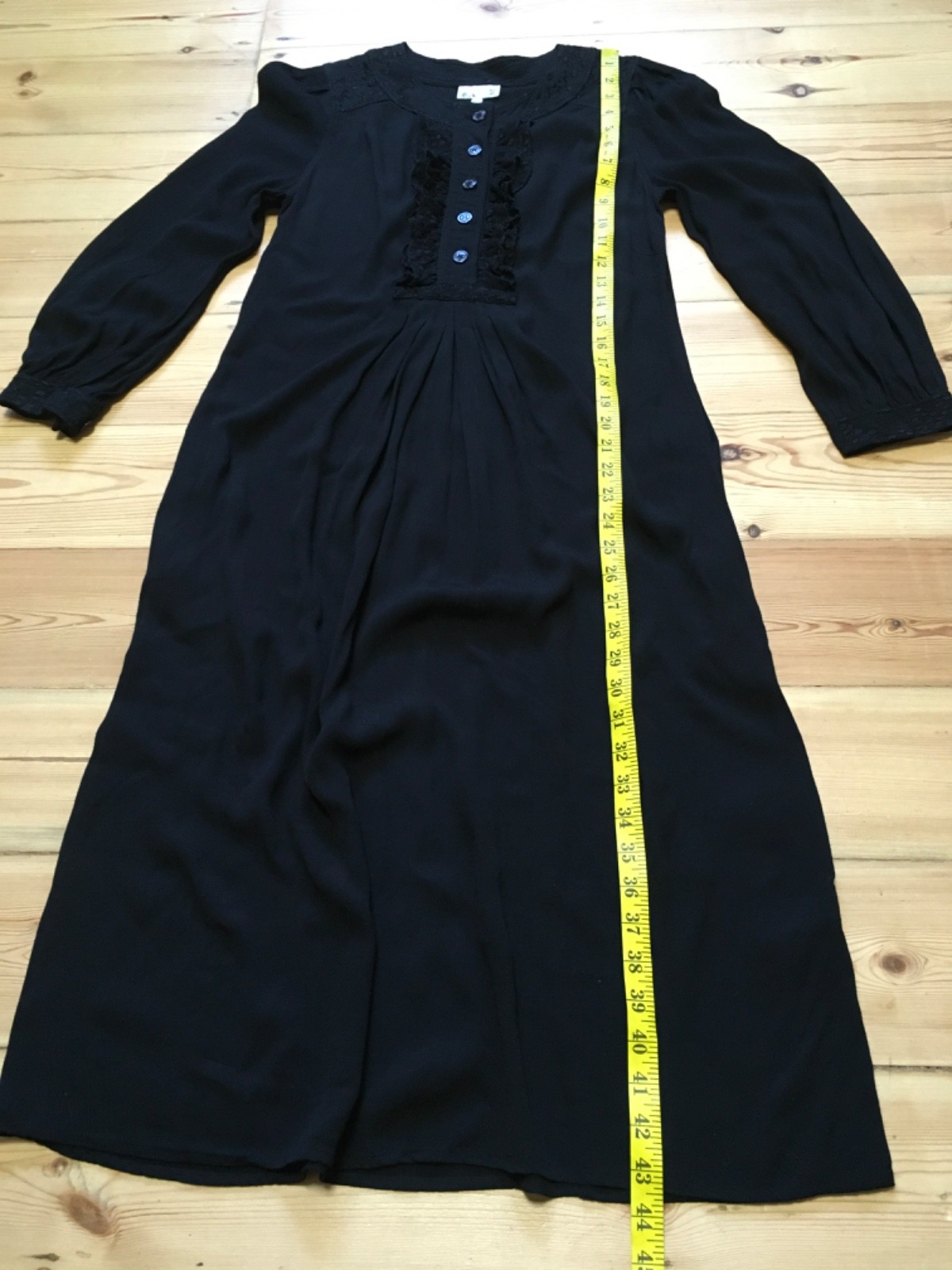 Ghost black viscose crepe dress knee length 3/4 sleeve 10