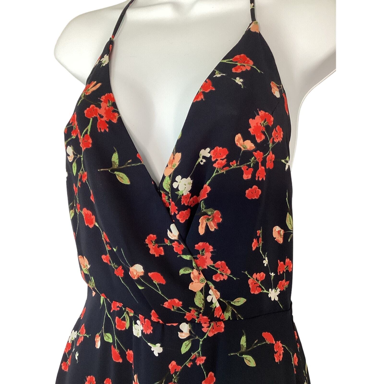 LUSH Floral Maxi Sundress Black Small Strappy V-Neck Wrap Look Side Slit Long
