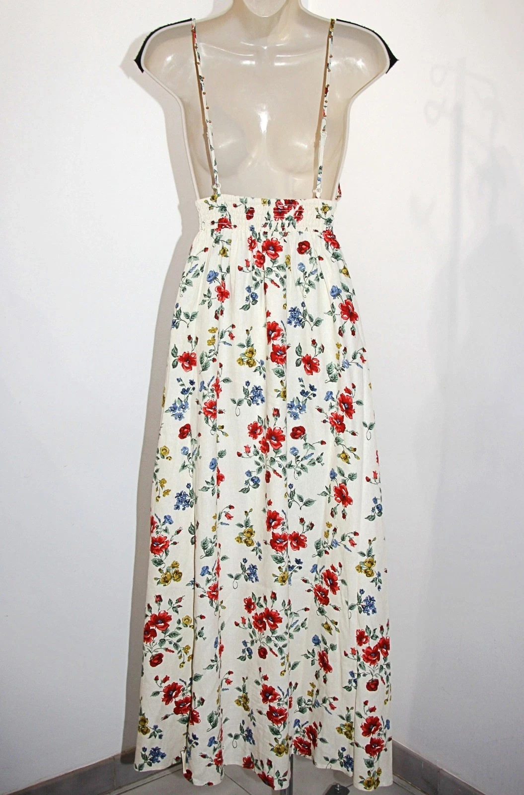 NWT Caroline Constas Backless Beaded Floral Linen Blend 52″Long Dress Small S