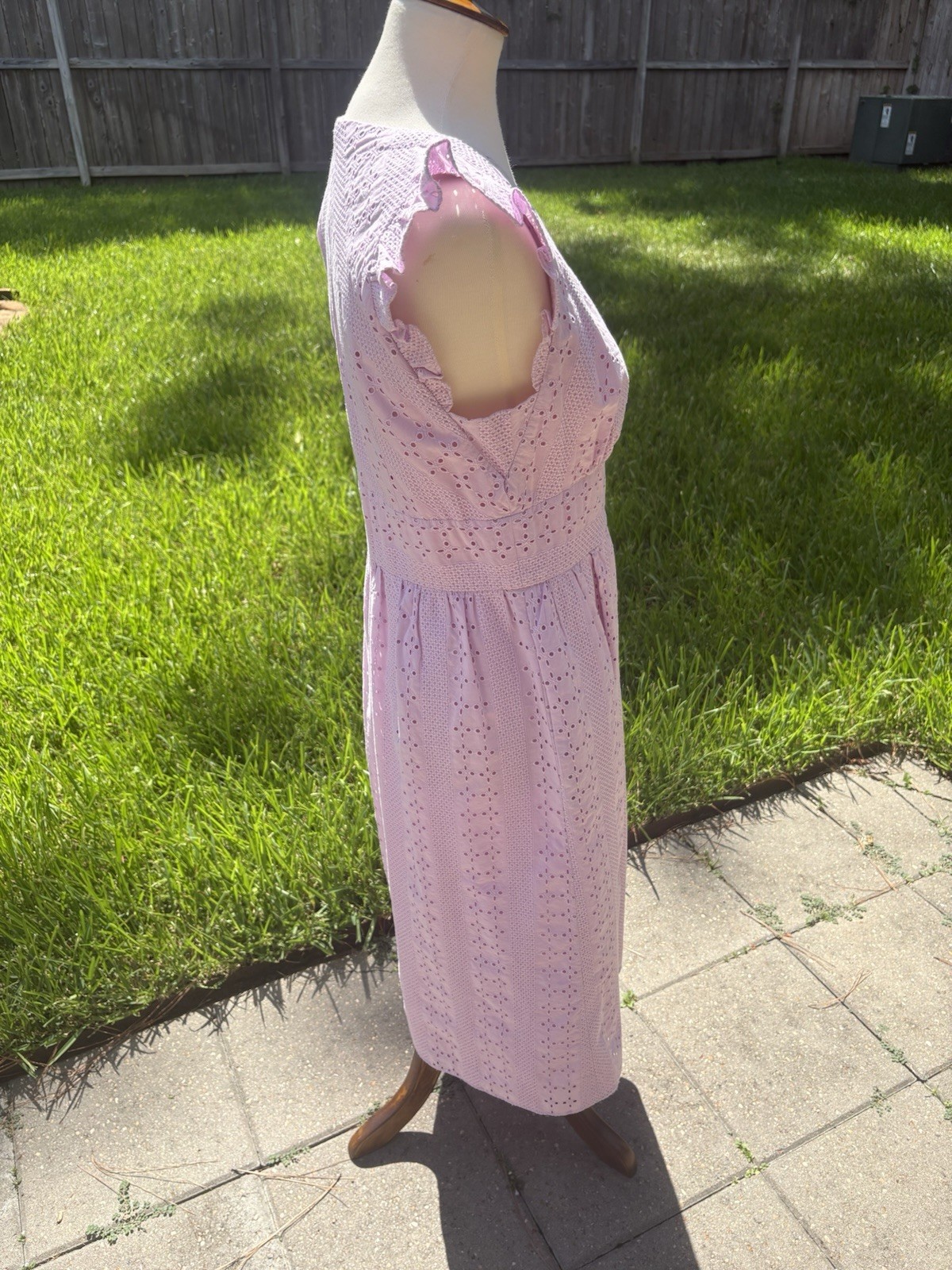 J Crew Embroidered Eyelet Flutter Sleeve Dress Peony Pink Size 10