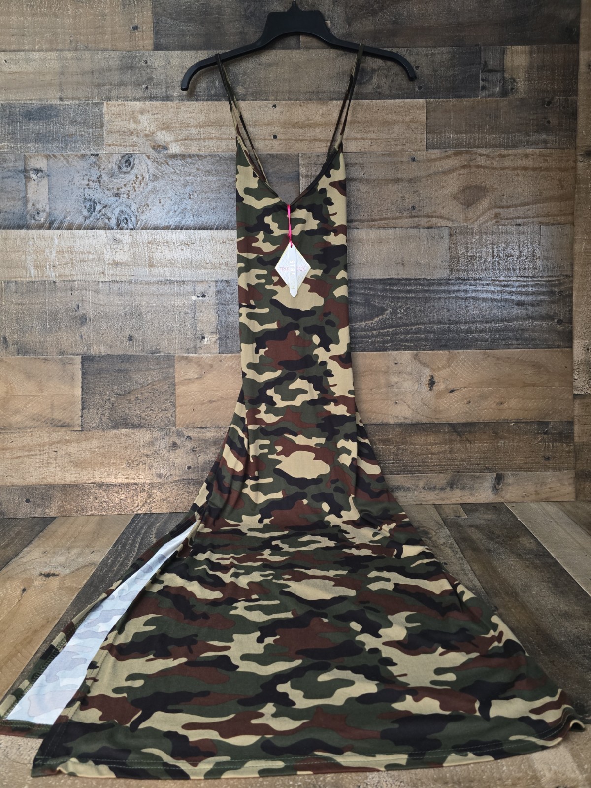 True Rock Camo Maxi Dress Stretch Bodycon Sleeveless Sexy Summer Size Small NWT