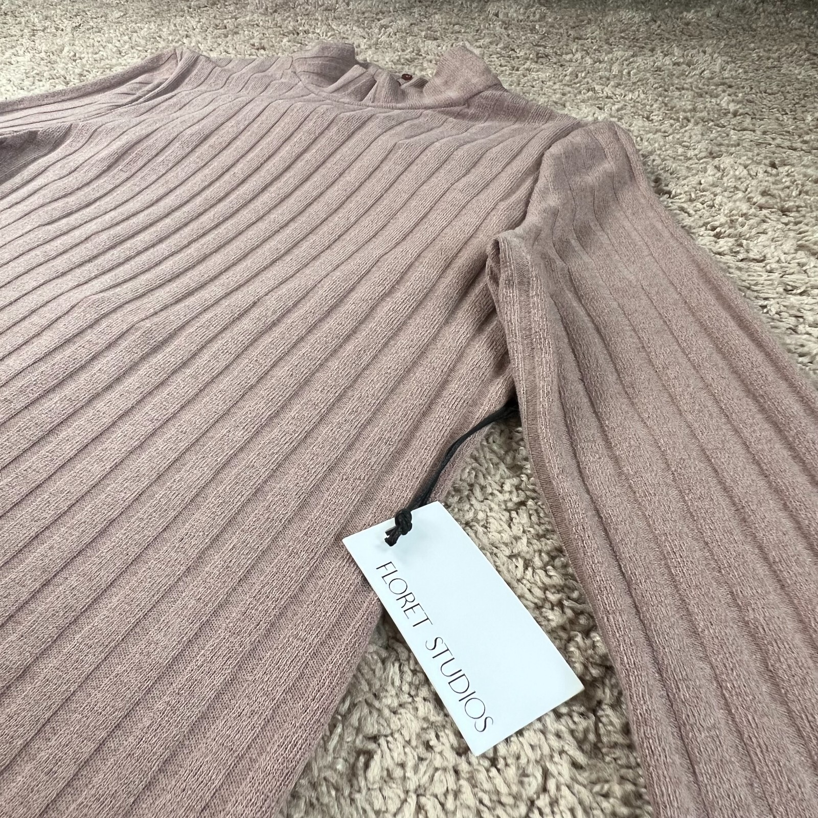 FLORET STUDIOS Womens Mocha Mock Neck Knit Midi Dress XL Side Slit Back Cutout