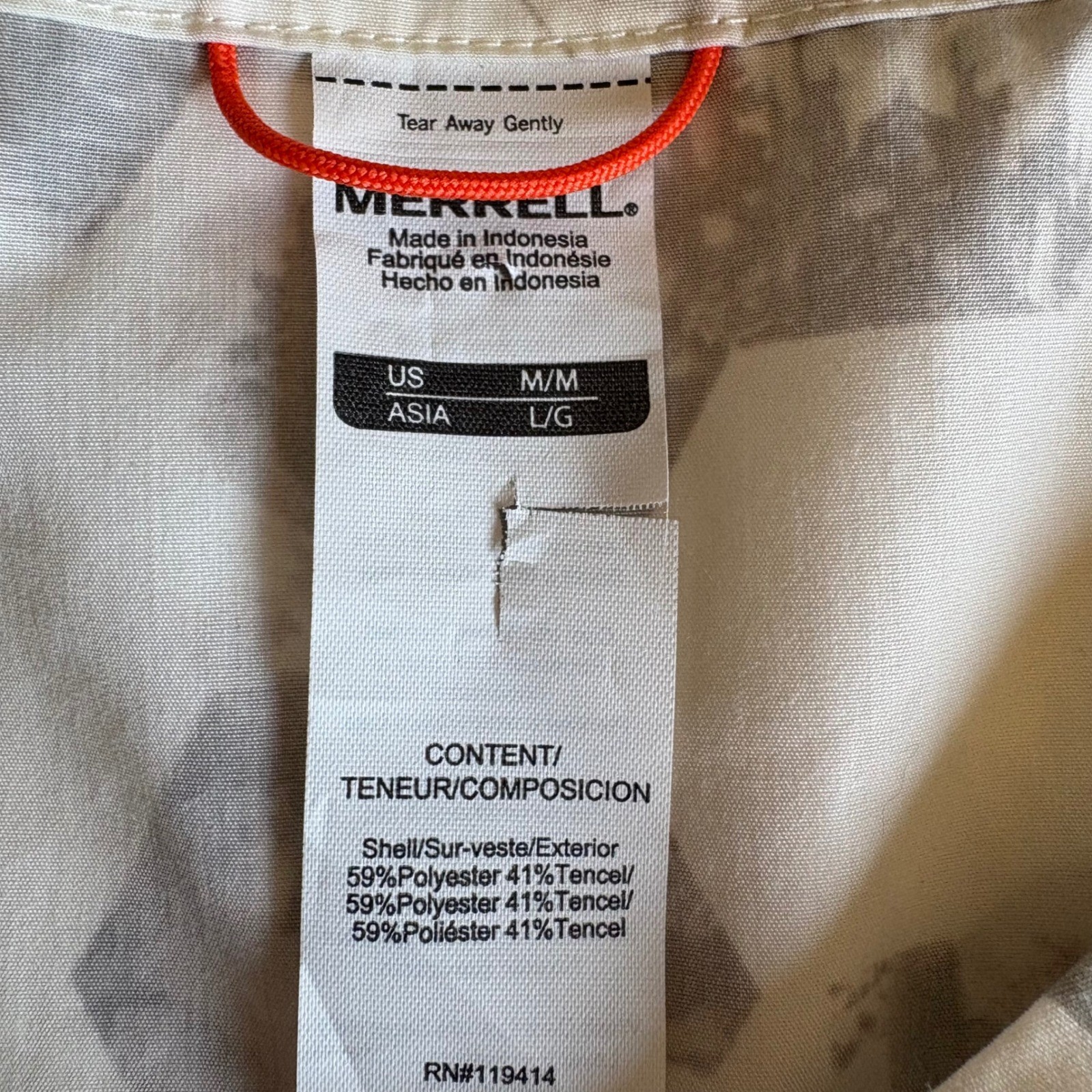 Merrell Womens Mountain Print Sleeveless Hiking Dress White Grey Ruched Sides M