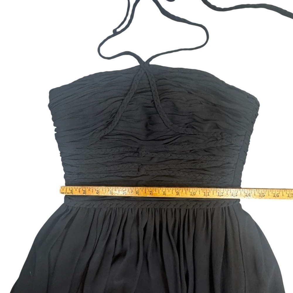 Dress the Population Aura Black Halter Midi Dress Size M Ruched Chifon