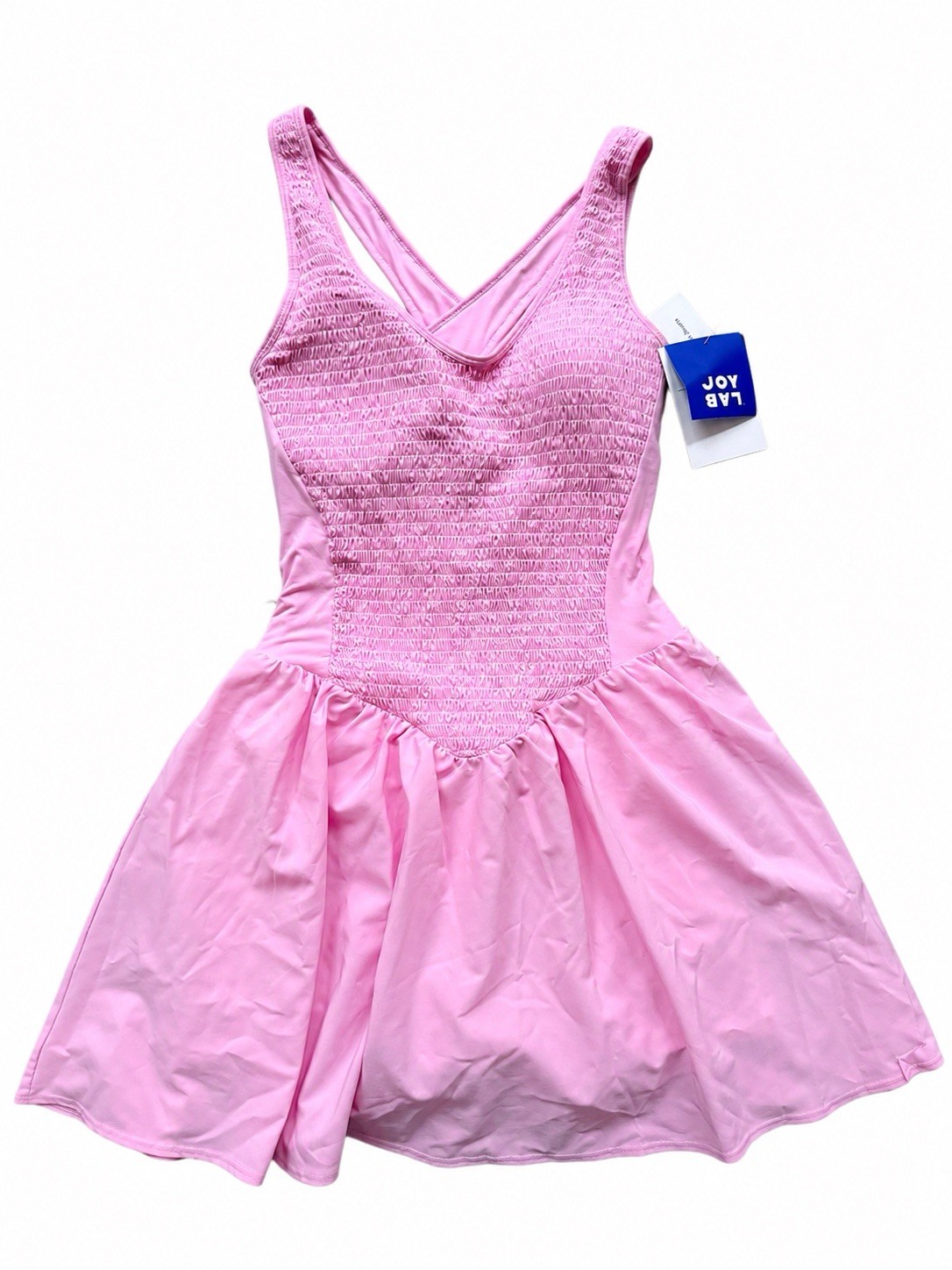 LAB JOY Pink Athletic Dress Built-In Shorts Smocked Tennis Golf Dress NWT