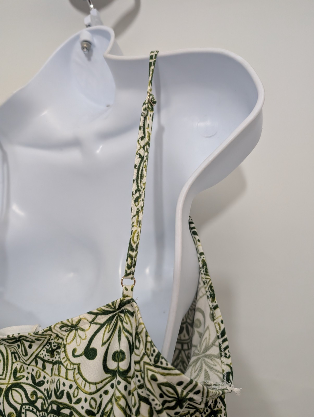 Primark Green Patterned Dress Size L Uk 14/16 32in 95% Polyester 5% Elastane